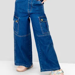 Naughty Ninos Girls Comfort Loose Fit Easy Wash Denim Trousers-picture-31