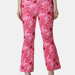 Popwings Women Printed Relaxed Regular Fit Easy Wash Bootcut Trousers-picture-20