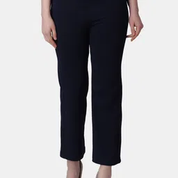 Popwings Women Mid Rise Relaxed Easy Wash Cropped Trousers-picture-35