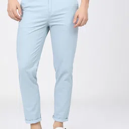 KETCH Men Blue Slim Fit Easy Wash Trousers-picture-27
