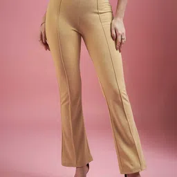 DressBerry Women Relaxed Flared High-Rise Easy Wash Boot Cut Trousers-image-14