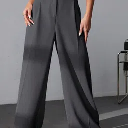 BROADSTAR Women Smart Baggy Fit High-Rise Easy Wash Pleated Parallel Trousers-picture-14