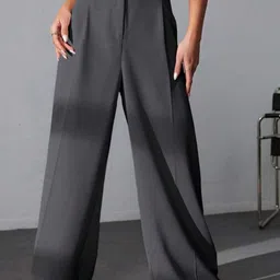 BROADSTAR Women Smart Baggy Fit High-Rise Easy Wash Parallel Trousers-picture-25