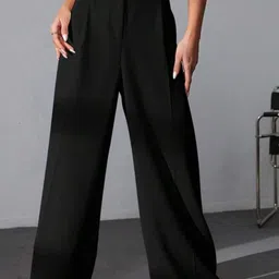 BROADSTAR Women Smart Baggy Fit High-Rise Easy Wash Parallel Trousers-picture-22