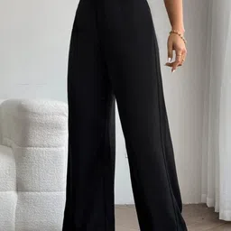 BROADSTAR Women Smart Loose Fit High-Rise Easy Wash Parallel Trouser image 1