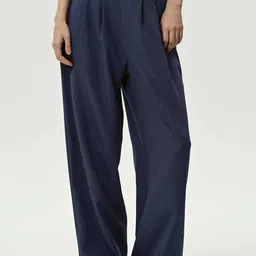 BROADSTAR Women Smart Wide Leg Loose Fit High-Rise Easy Wash Trousers-image-80