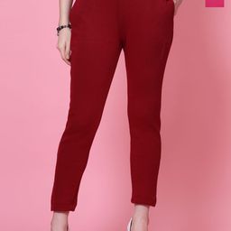 Clora Creation Women Pack of 2 Smart Fit Mid-Rise Easy Wash Woollen Cigarette Trousers-picture-18