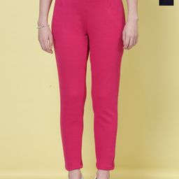 Clora Creation Women Pack of 2 Smart Fit Mid-Rise Easy Wash Woollen Cigarette Trousers-picture-13