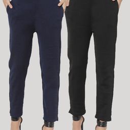 Clora Creation Women Pack of 2 Smart Easy Wash Trousers-picture-11