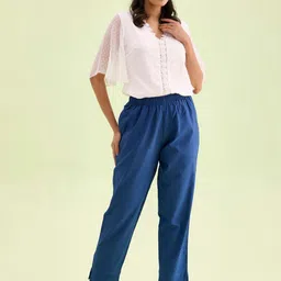 Go Colors Women Solid Relaxed Mid Rise Loose Fit Regular Trousers-image-61