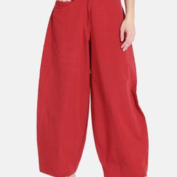 GRASS by Gitika Goyal Women Maroon Parallel Trousers-picture-20