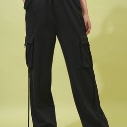 Tokyo Talkies Women Black Knitted Wide Leg Cargos Trouser-picture-6