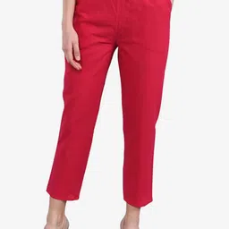 Be Indi Women Fuchsia Straight Fit Trousers-picture-12