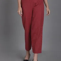 Aarsha Women Textured Relaxed Straight Leg Trousers-picture-16