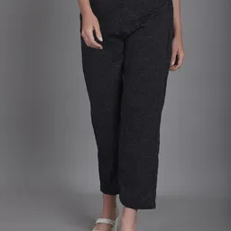 Aarsha Women Textured Relaxed Straight Leg Trousers-picture-15