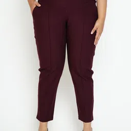 Amydus Women Plus Size Straight Fit High-Rise Trousers-picture-19