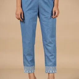 SAVI Women Relaxed Ethnic Cigarette Trousers-picture-5