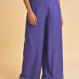 W Women Purple Mid-Rise Parallel Trousers-picture-36