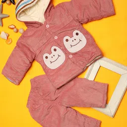 V-Mart Infants Graphic Printed Pure Cotton Hooded T-shirt With Trousers image 1