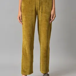 elleven Women Green Cotton Solid Parallel Trousers-picture-15