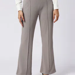 FITHUB Women Textured Self Design High-Rise Bootcut Trousers-image-82