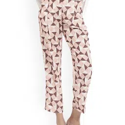 RAREISM Women Geometric Printed Tapered Fit Cotton High-Rise Trousers-picture-20