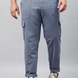 STUDIO NEXX Plus Size Men Relaxed Straight Leg Straight Fit Pure Cotton Cargo Trouser-image-9