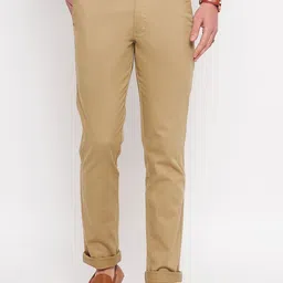 Duke Men Cotton Mid-Rise Slim Fit Chinos Trousers-image-0