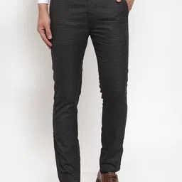 JAINISH Men Black Smart Tapered Fit Formal Trousers-image-0