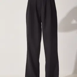 Happiness istanbul Women Slim Fit Pleated Plain Parallel Trousers-image-97