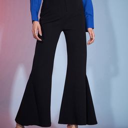 SASSAFRAS Women Black Flared High-RiseTrousers-picture-49