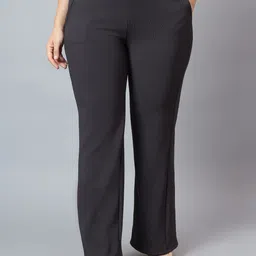 BAESD Women Smart Flared High-Rise Wrinkle Free Trousers image 1