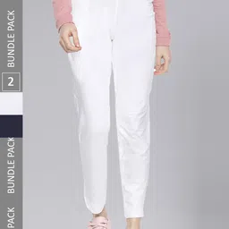 Dollar Missy Women Pack Of 2 Mid-Rise Relaxed Tapered Fit Wrinkle Free Trousers-picture-37