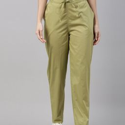 Go Colors Women Green Tapered Fit Trousers-picture-15