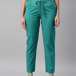 Go Colors Women Green Tapered Fit Trousers-picture-40