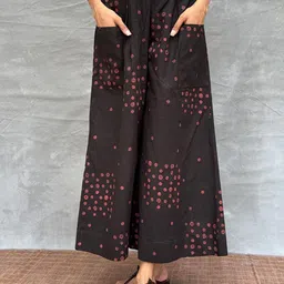 Chidiyaa Women Soil Firelight Glow Blockprinted Cotton Ethnic Motifs Smart Flared Trousers-picture-39
