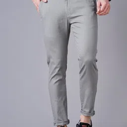 British Club Men Smart Slim Fit Low Rise Chinos Trousers-image-48