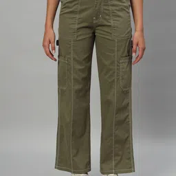 Chemistry Women Relaxed Loose Fit High-Rise Zip Flat-Front Easy Wash Cargos Trouser-picture-16