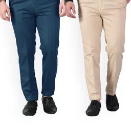 AD & AV Men Sea Green Classic Easy Wash Chinos Trousers-image-59