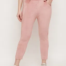 Camey Women Relaxed Slim Fit Mid-Rise Non Iron Corduroy Cropped Trousers-image-43