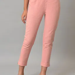 W Women Cotton Slim Fit Pleated Trousers image 1