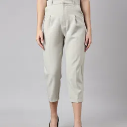 SHOWOFF Mid-Rise Comfort Tapered Fit Pleated Cotton Trousers-image-41