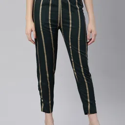 Kryptic Women Striped Smart Slim Fit cigarette Trousers-image-29