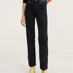 MANGO Women Black Straight Fit Jeans-picture-16