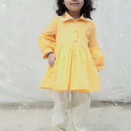 Fayon Kids Girls Floral Printed Regular Pure Cotton Kurta with Trousers-picture-14
