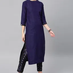 Vishudh Women Floral Pure Cotton Kurta with Trousers-picture-13