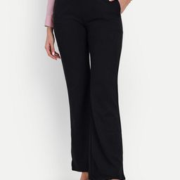 BROADSTAR Women Relaxed Flared High-Rise Non Iron Trousers-picture-0