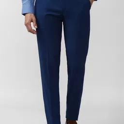 Peter England Elite Men Navy Blue Slim Fit Trouser-picture-41