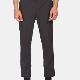 Arrow Men Grey Flat Front Solid Formal Trousers-picture-28