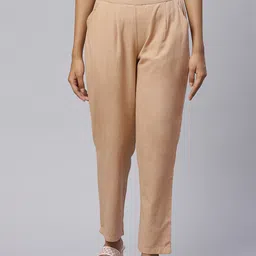 NeshamaKurti Women Pleated Cotton Regular Fit Trouser-image-41